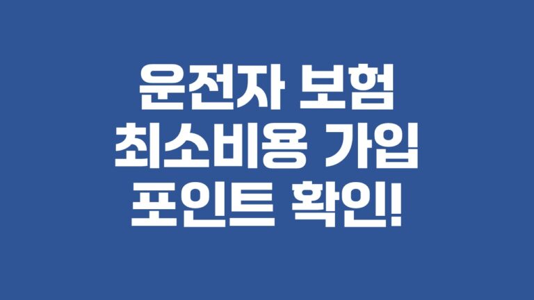 운전자 보험 최소비용